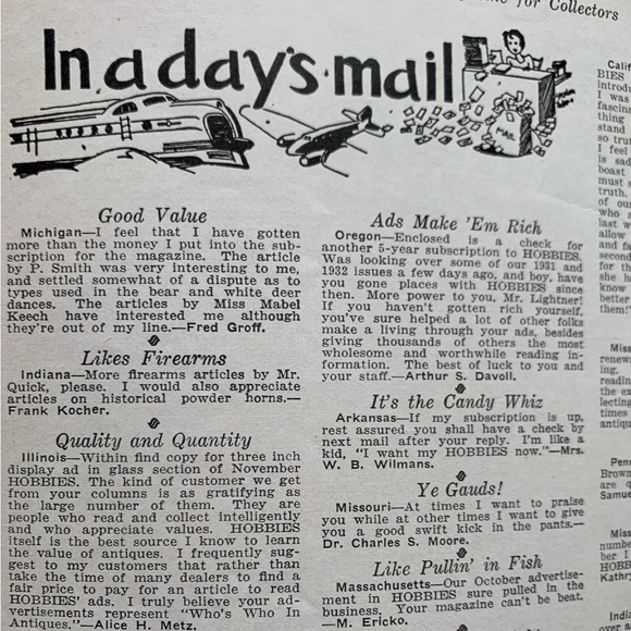 ! Vintage 2 HOBBIES magazines. Nov 1941 & Aug 1942 “The Magazine-for-Collectors” - Picture 10 of 16